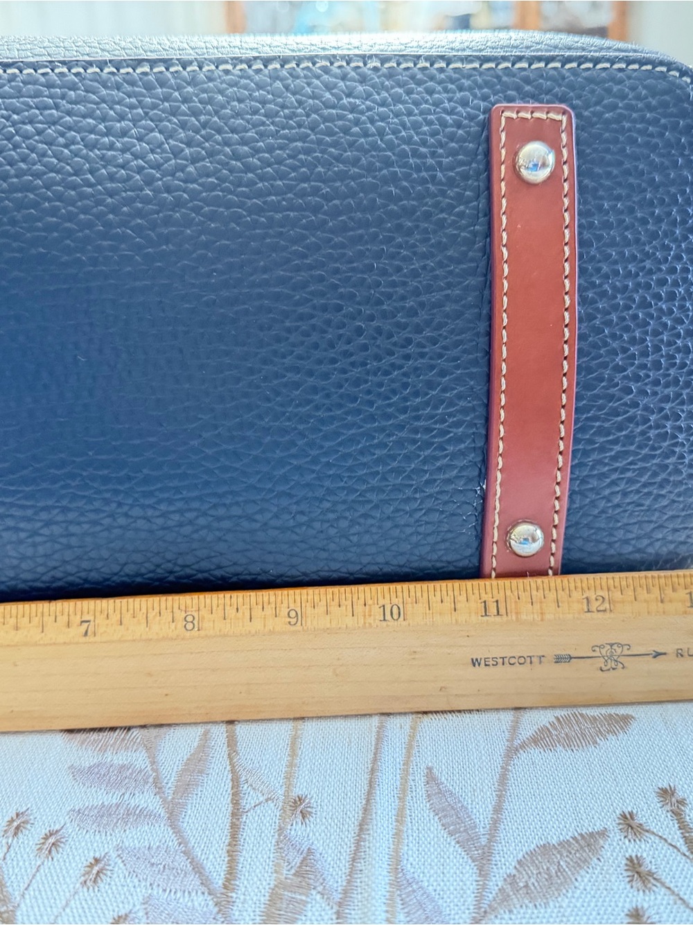 Dooney & Bourke Teal and Brown Leather Dome Satchel - Picture 3 of 10